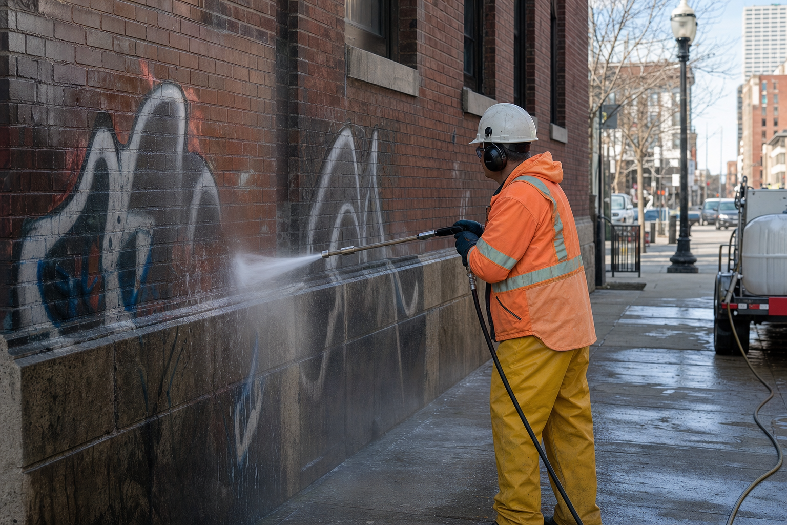 Neteja de façanes i retirada de pintades a Barcelona
